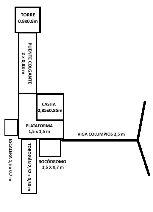 Plano de distribución del parque infantil Modelo 2